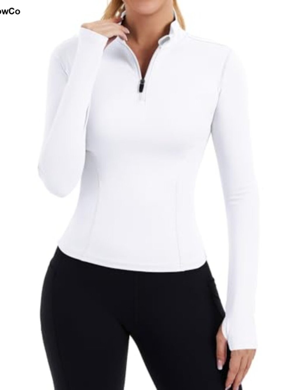 Quarter Zip Pullover Women Long Sleeve Slim Fit Crop Workout Top
